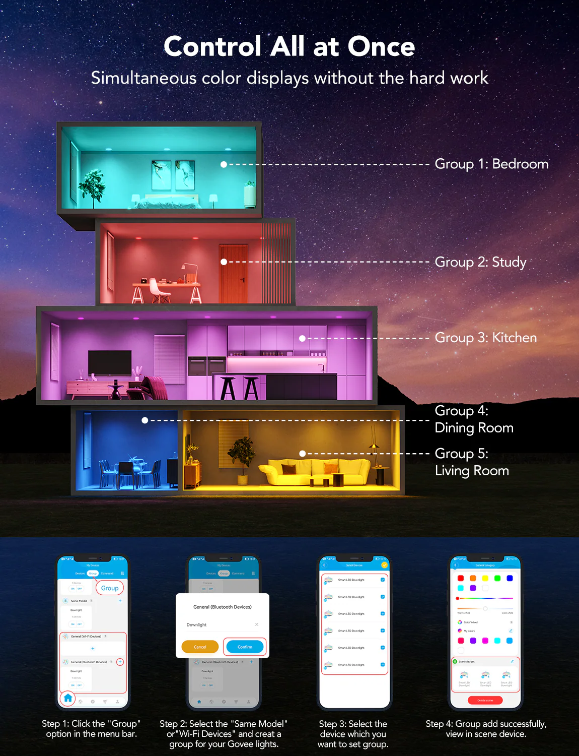 Govee 6-Inch Smart RGBWW Recessed Lights - Image 5